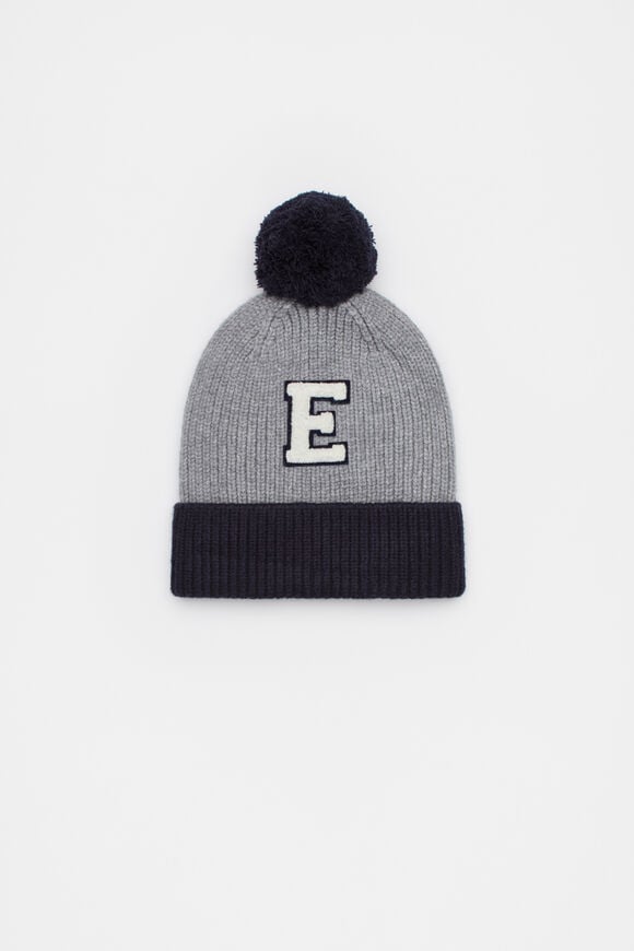 Colourblock Initial Beanie  E  hi-res