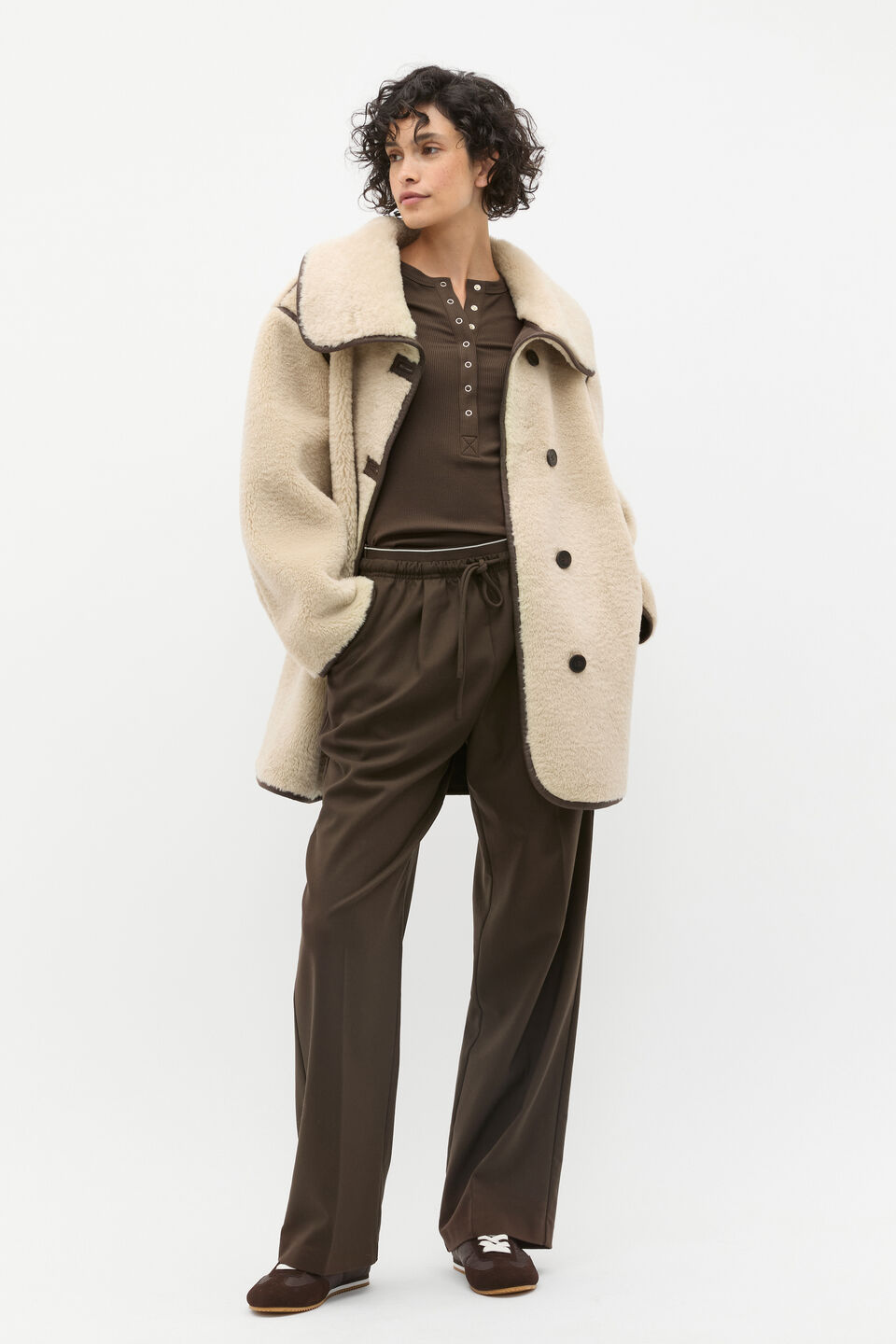 Contrast Trim Teddy Jacket  Teddy