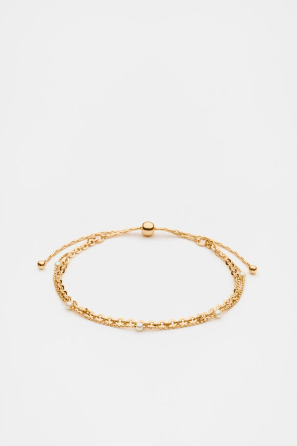 Pearl Station Toggle Bracelet  Gold  hi-res
