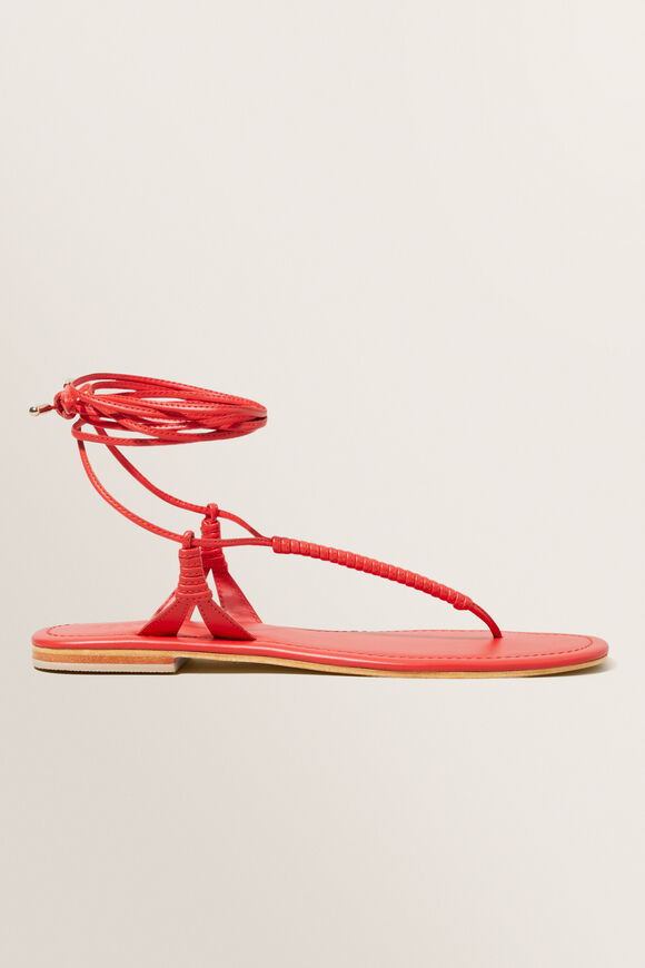 Nova Leather Tie Up Sandal  Chilli Red  hi-res