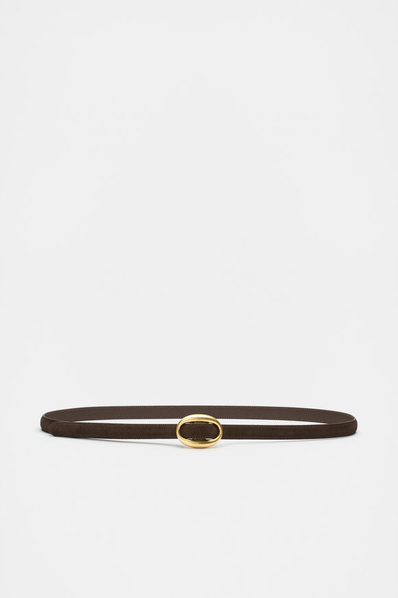 Carmen Oval Buckle Belt  Chocolate Suede  hi-res