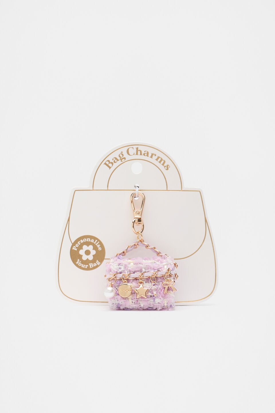 Mini Tweed Bag Charm  Soft Lilac