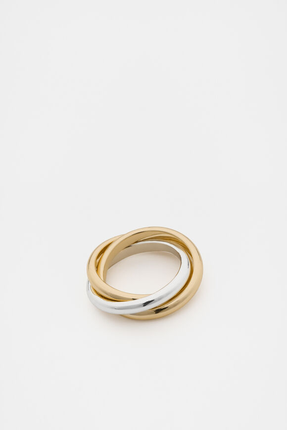 Mixed Looped Links Ring  Silver Gold  hi-res