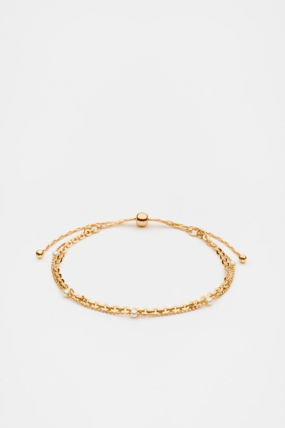 Pearl Station Toggle Bracelet  Gold  hi-res