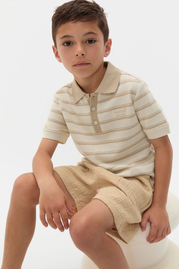 Boucle Knit Polo  Ecru  hi-res