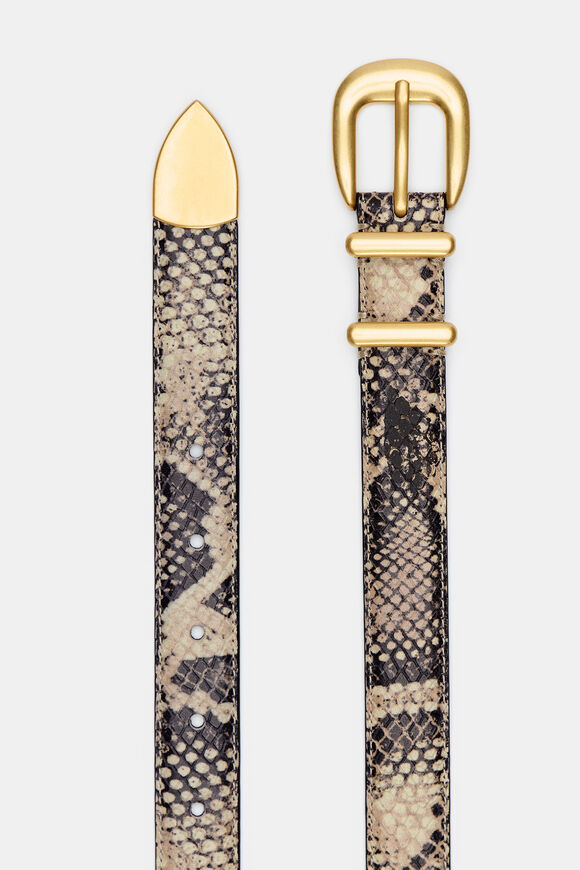 Hallie Metal Keeper Belt  Snake Print  hi-res