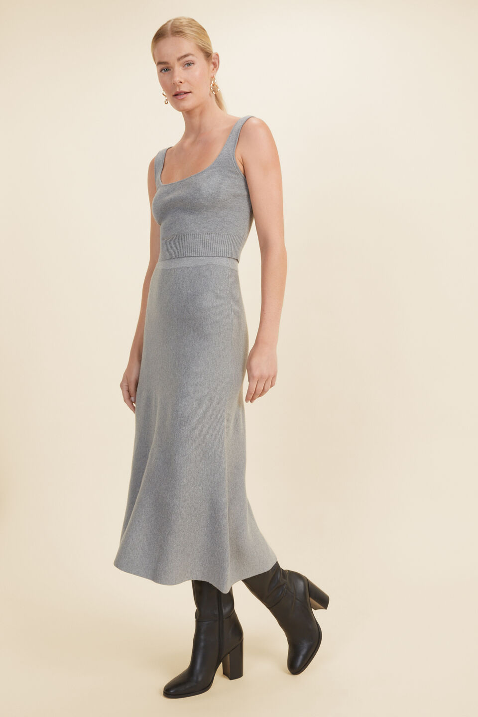 Knit Crop Top  Mid Grey Marle