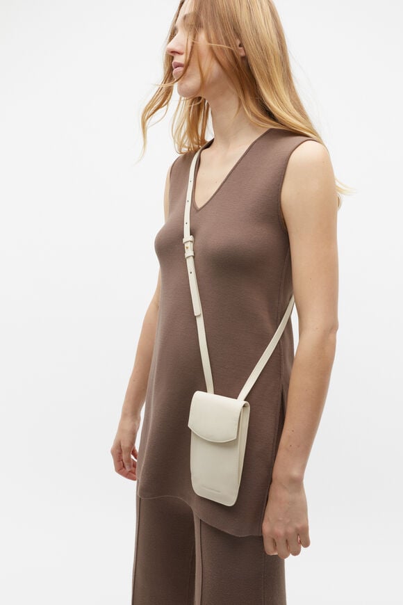 Leather Crossbody Phone Bag  Cream  hi-res