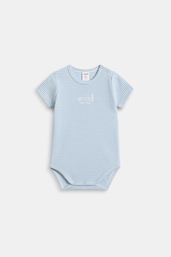 Core Rib Logo Bodysuit  Blue Stripe  hi-res