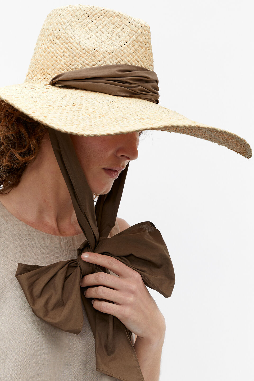 Wide Brim Scarf Hat  Natural