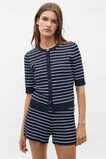 Stripe Rib Knit Short Sleeve Cardigan  Midnight Sky Stripe  hi-res