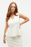 Wool Crepe V Neck Top  Cloud Cream  hi-res