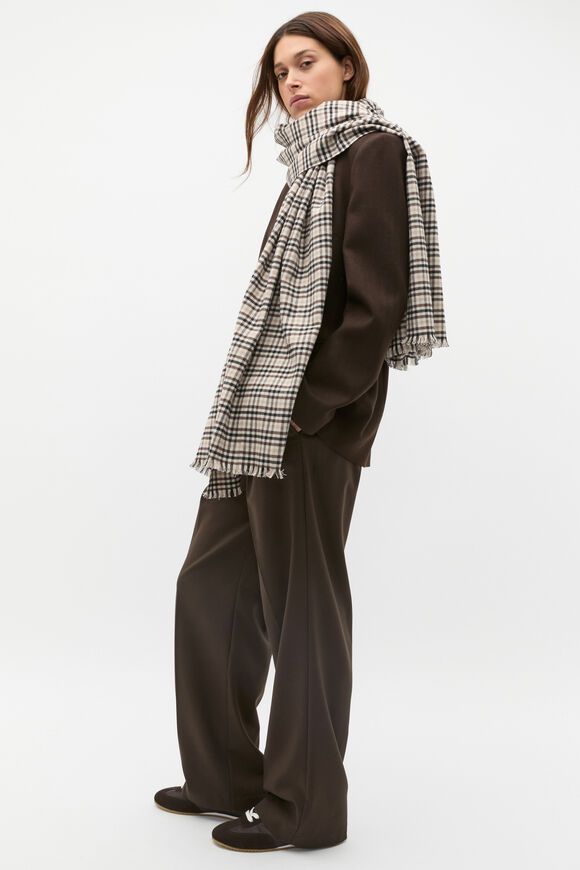 Multi Check Scarf  Dark Espresso  hi-res