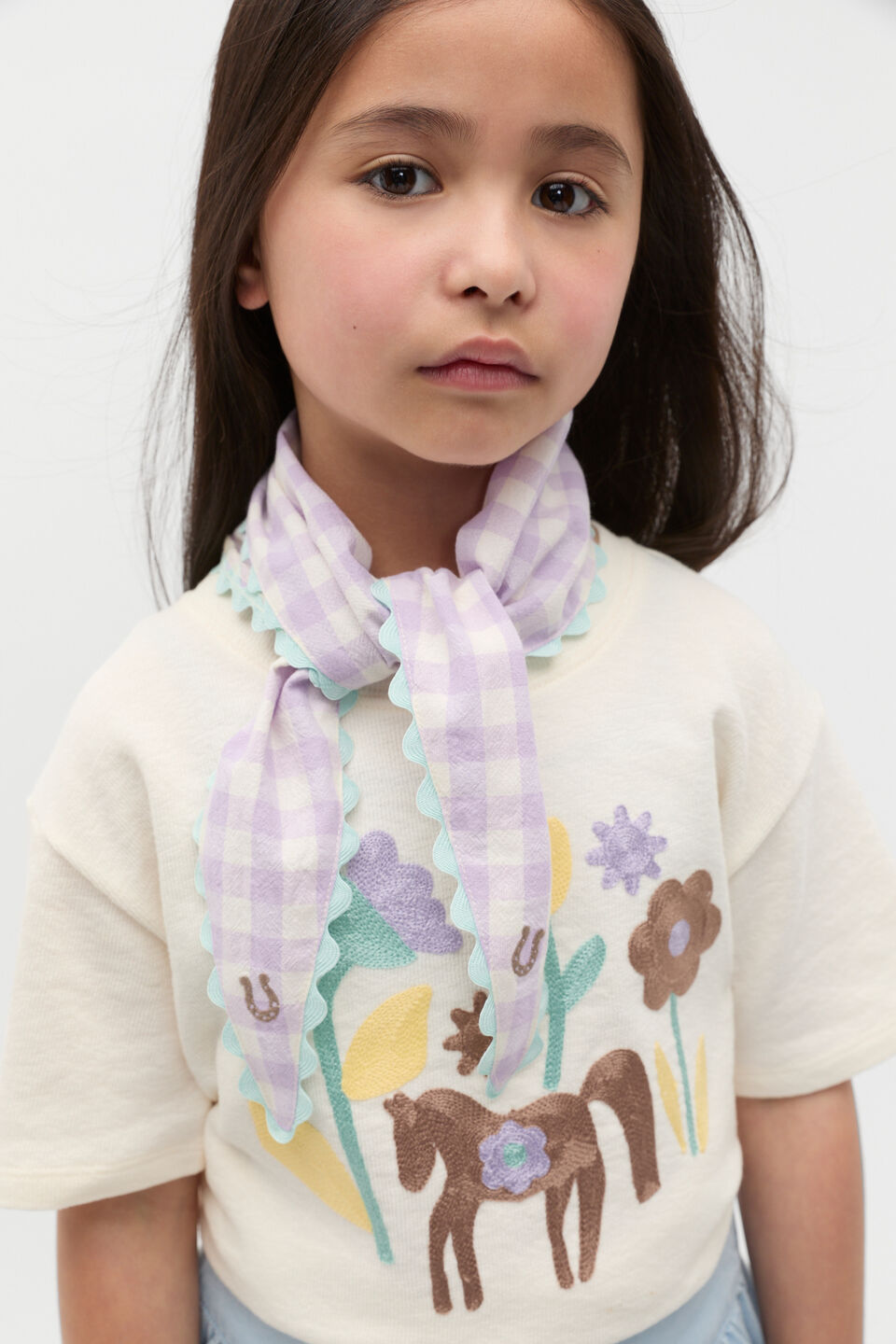 Embroidered Neckscarf  Vintage Cream