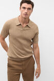 Stripe Cotton Knit Polo  Dark Stone  hi-res