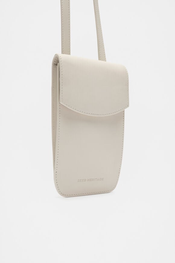 Leather Crossbody Phone Bag  Cream  hi-res