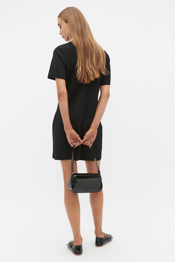 Crepe Knit Swing Dress  Black  hi-res