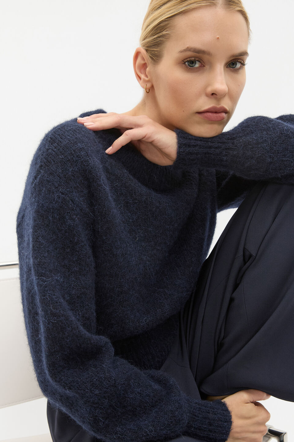 Lofty Crew Neck Knit  Twilight Blue