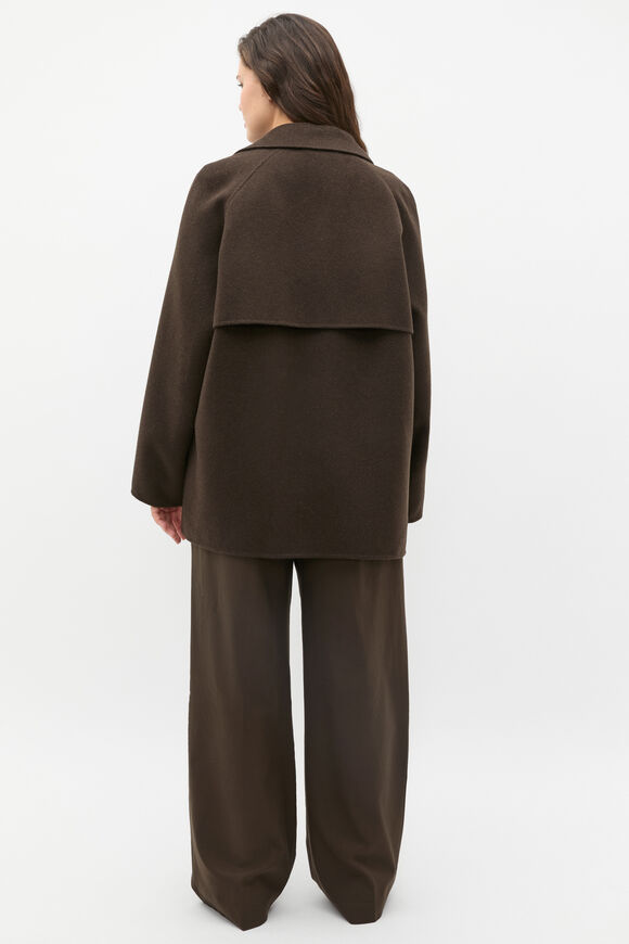 Wool Blend Raglan Sleeve Coat  Dark Espresso  hi-res