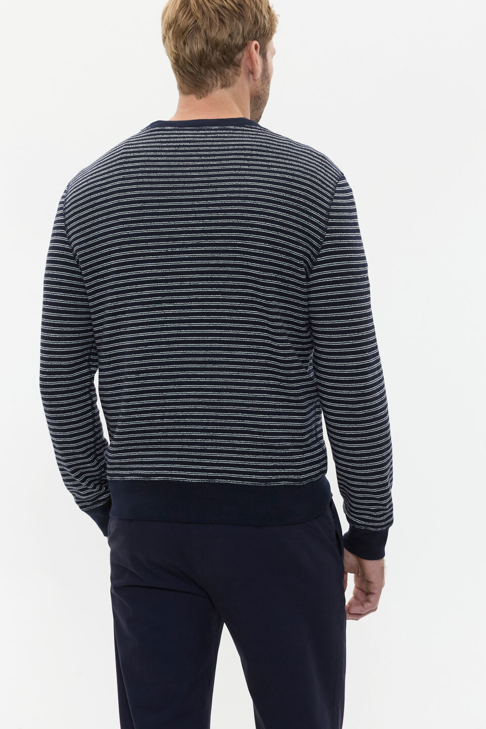 Stripe Crewneck  Midnight Blue Stripe