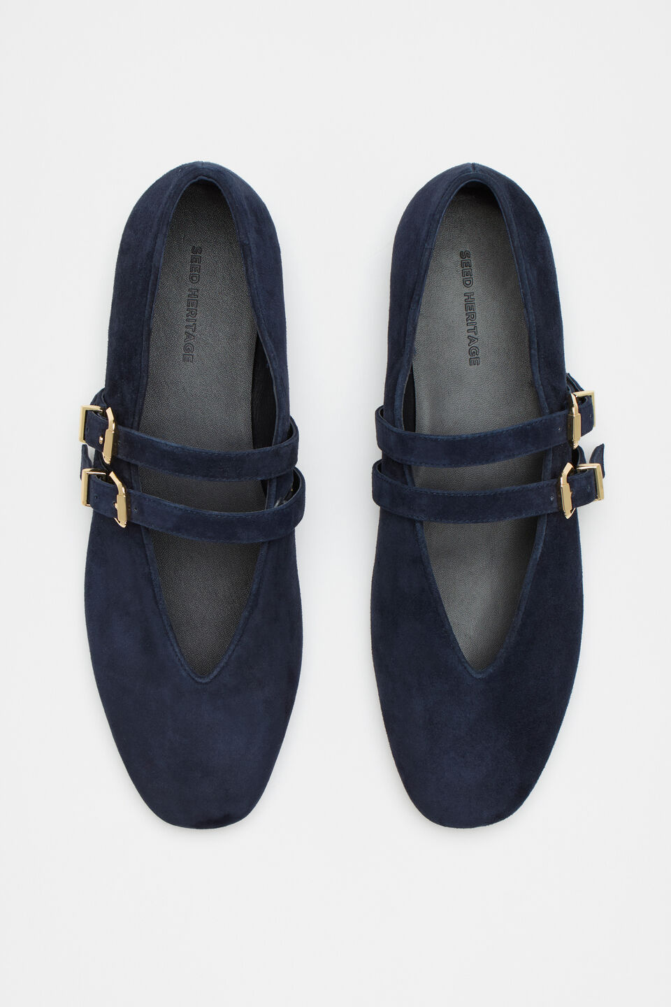 Astrid Suede Double Strap Ballet Flat  Twilight Blue Suede