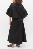 Linen Frill Sleeve Top  Black  hi-res