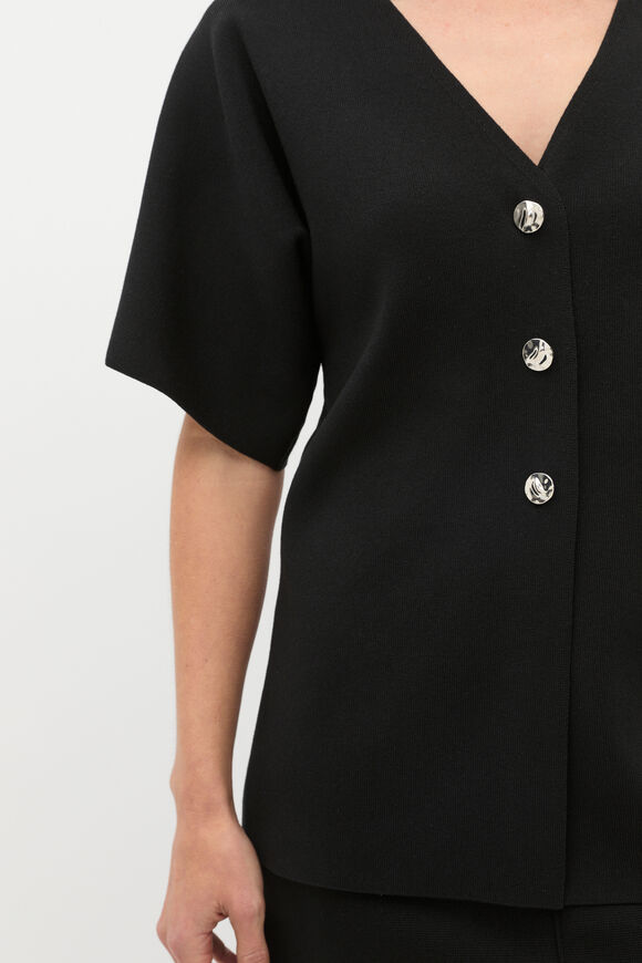 Crepe Knit Batwing Cardigan  Black  hi-res