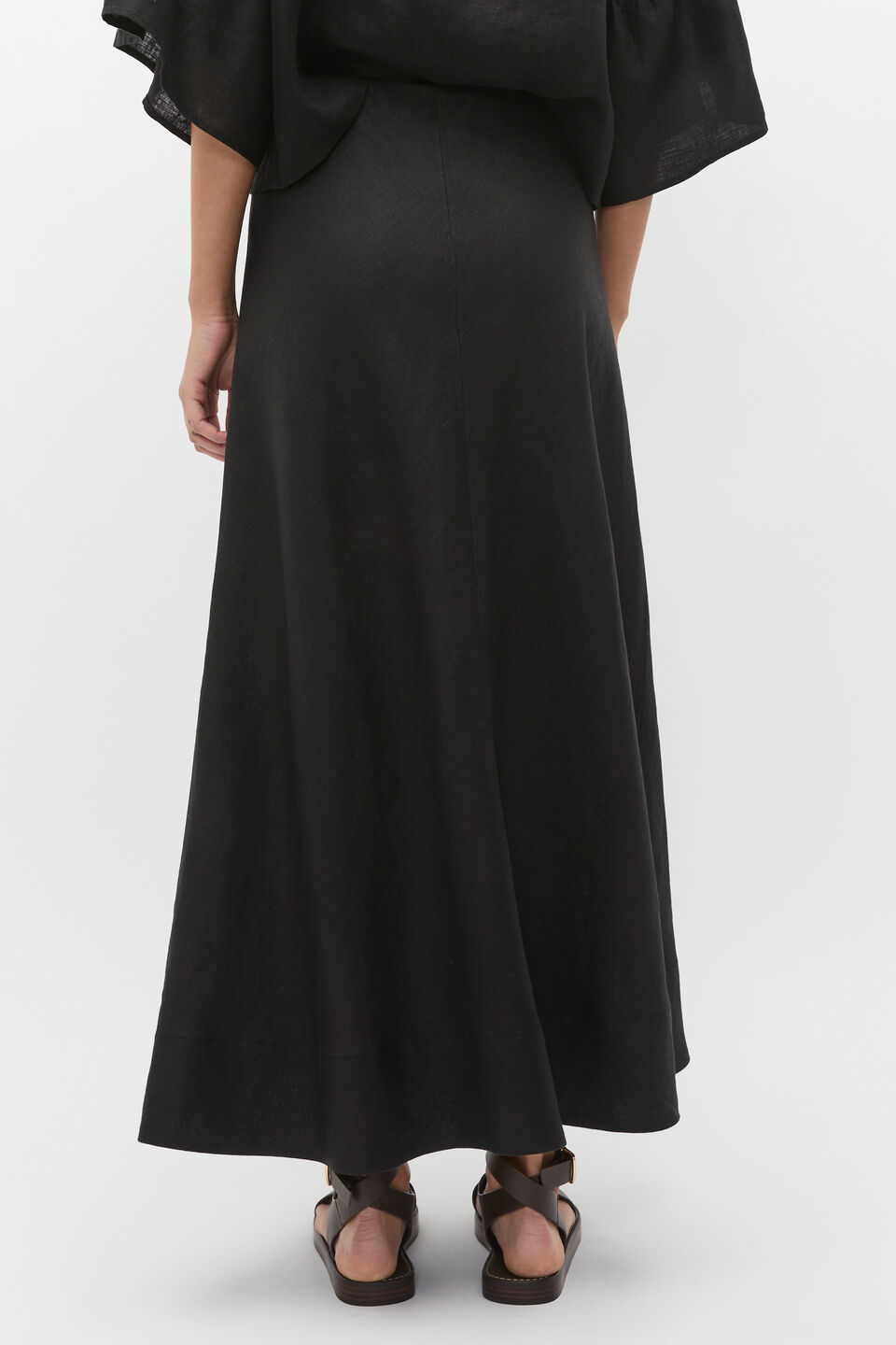 Core Linen Seam Front Skirt  Black