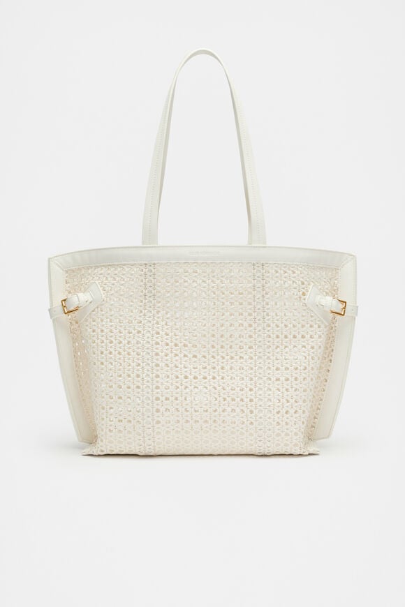 Open Weave Detail Tote  Cream  hi-res