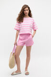 Cotton Boxy Split Hem Tee  Fairy Floss Stripe  hi-res