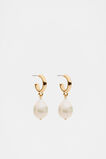 Pearl Drop Hoop Earring  Gold  hi-res