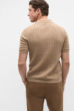 Stripe Cotton Knit Polo  Dark Stone  hi-res