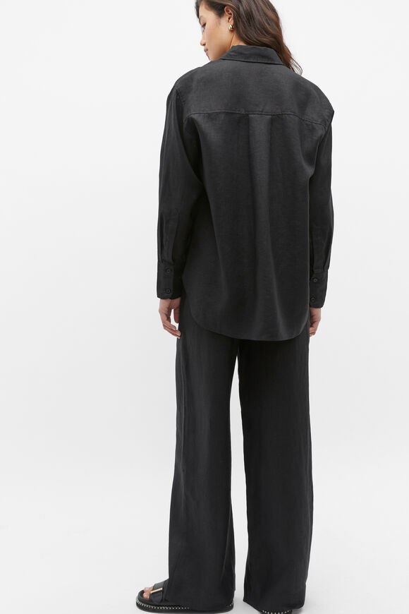 Core Linen Boyfriend Shirt  Black  hi-res