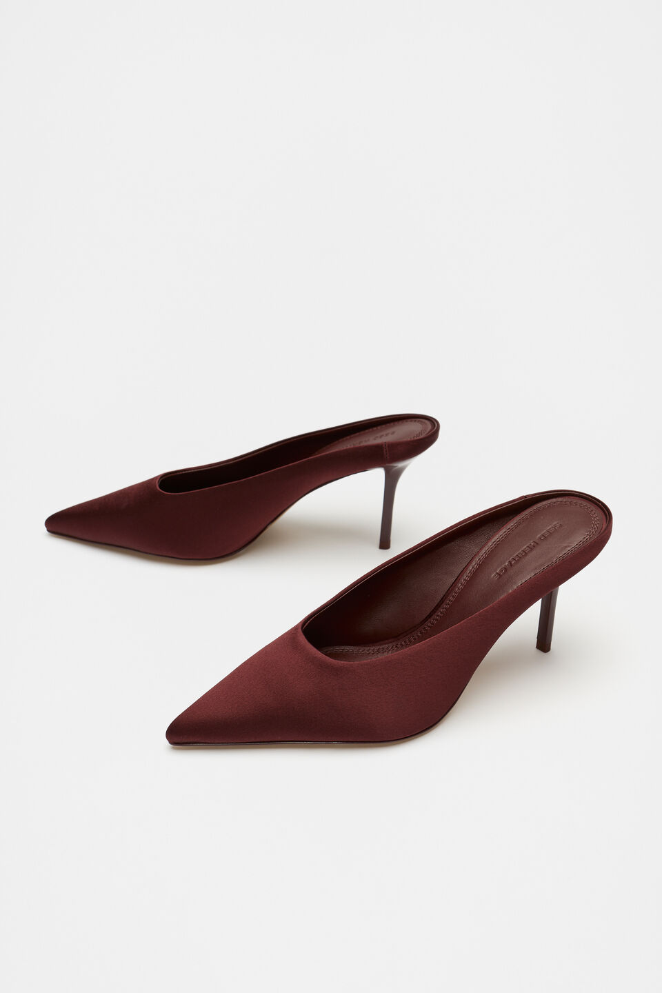 Aisha Satin Heeled Mule  Merlot