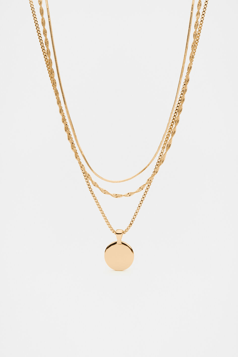 Disc Pendant Necklace  Gold