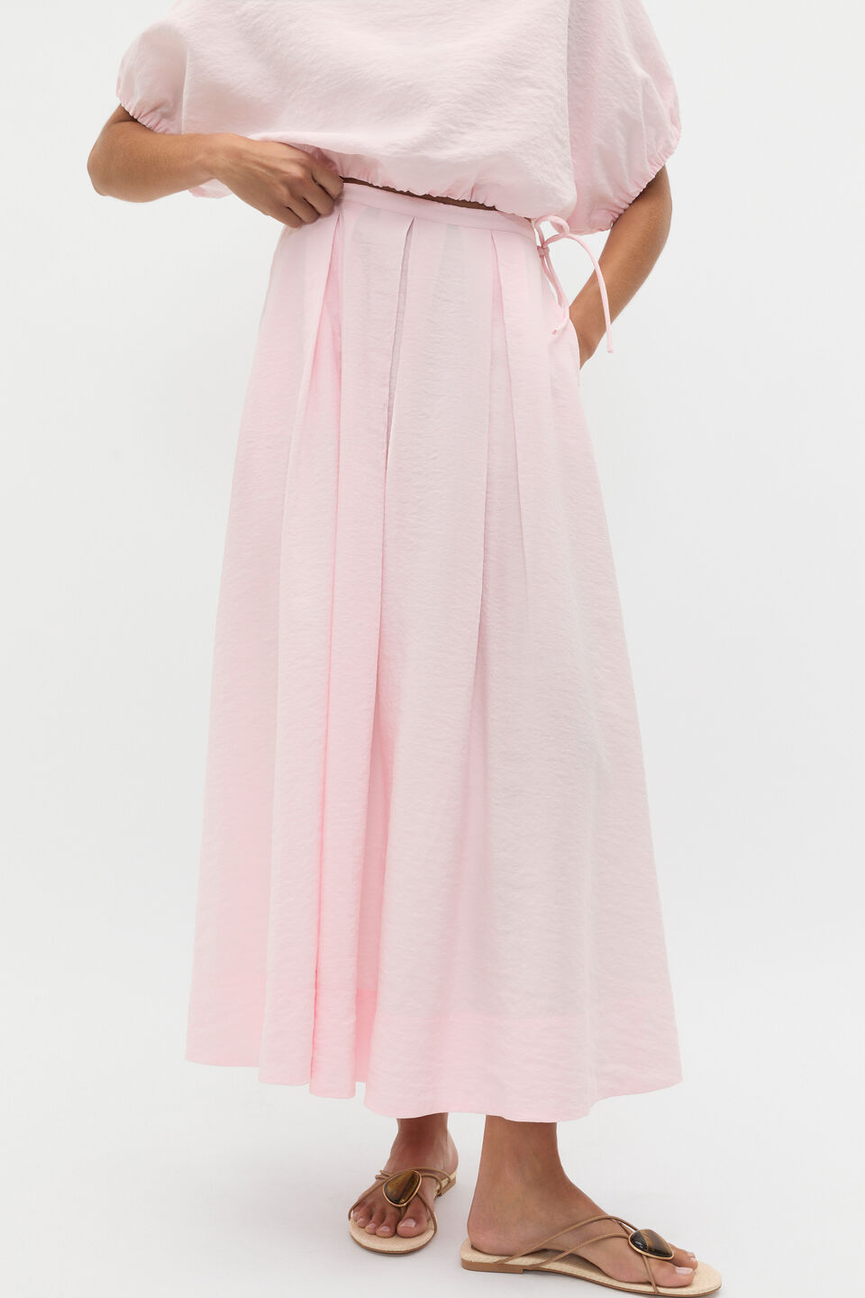 Crushed Pleat Detail Skirt  Primrose