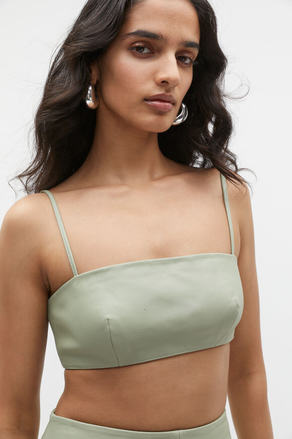 Leather Bralette  Pale Olive  hi-res