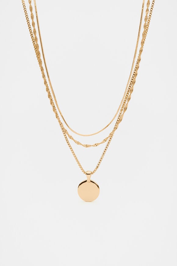 Disc Pendant Necklace  Gold  hi-res