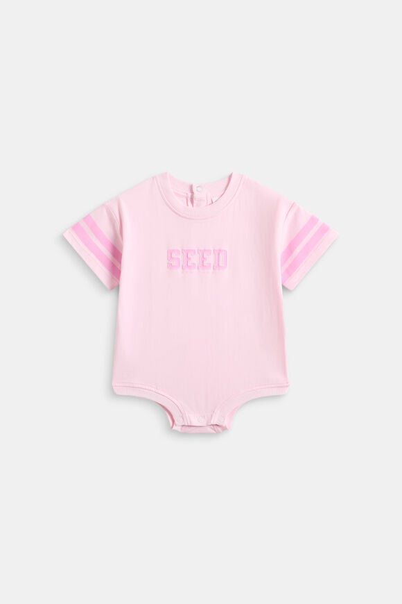 Sporty Logo Romper  Pink Lemonade  hi-res