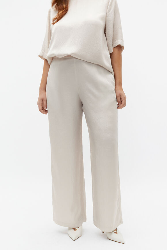 Textured Satin Elasticated Pant  Oat  hi-res