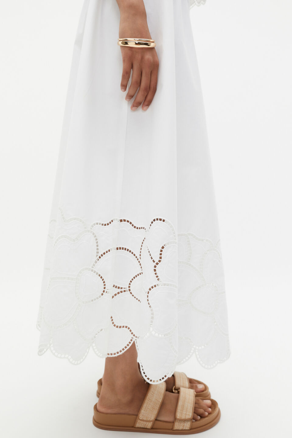 Lace Broderie Midi Skirt  Whisper White