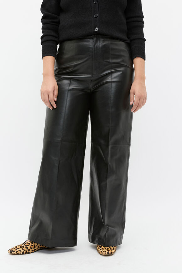 Leather High Rise Trouser  Black  hi-res
