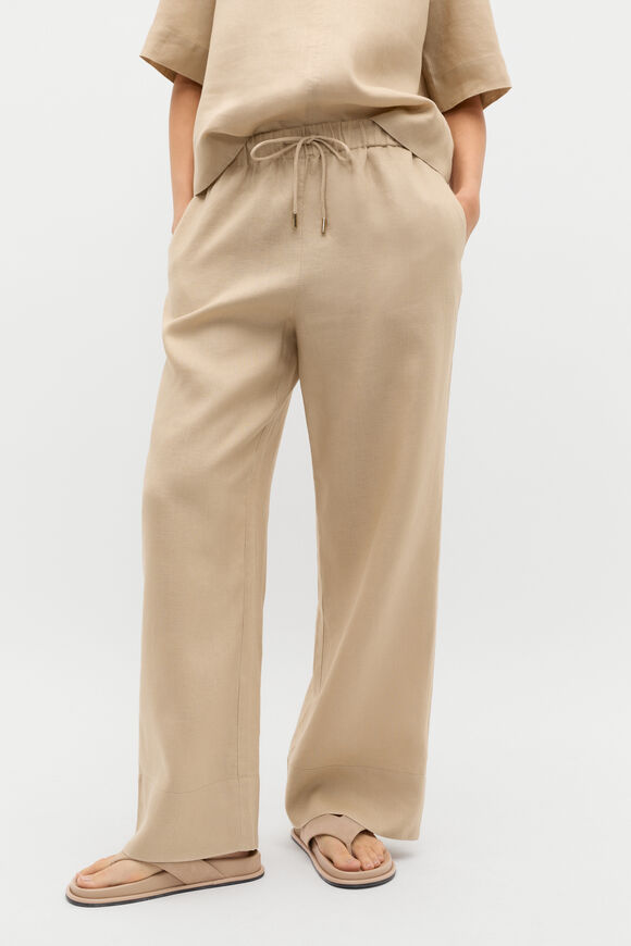 Core Linen Casual Tie Pant  Iced Latte  hi-res