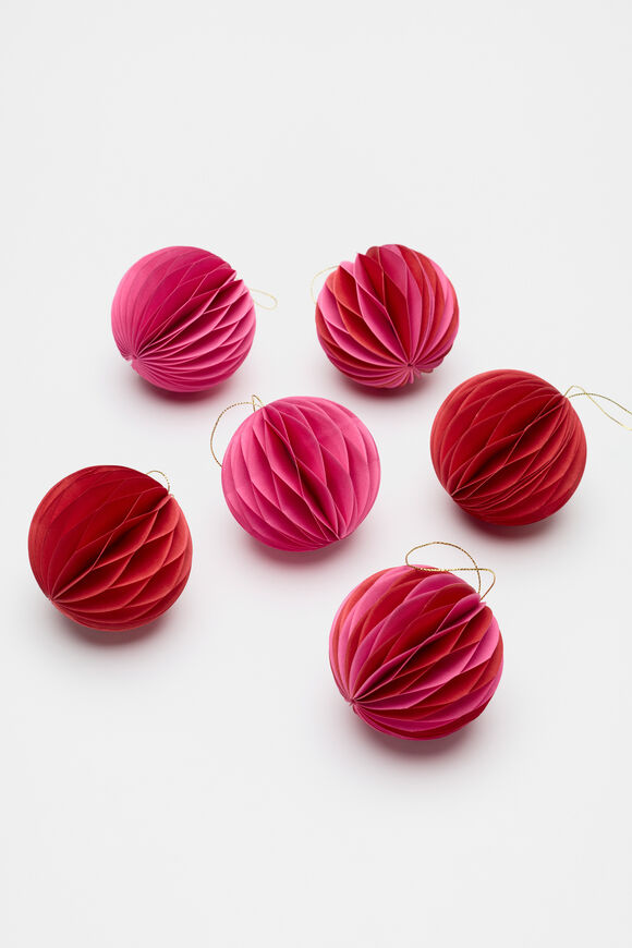 Paper Honeycomb Bauble Set of 6  Fuchsia  hi-res