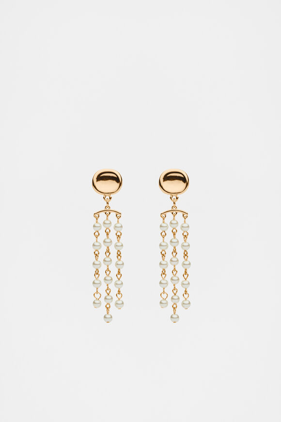 Pearl Station Long Earring  Gold  hi-res