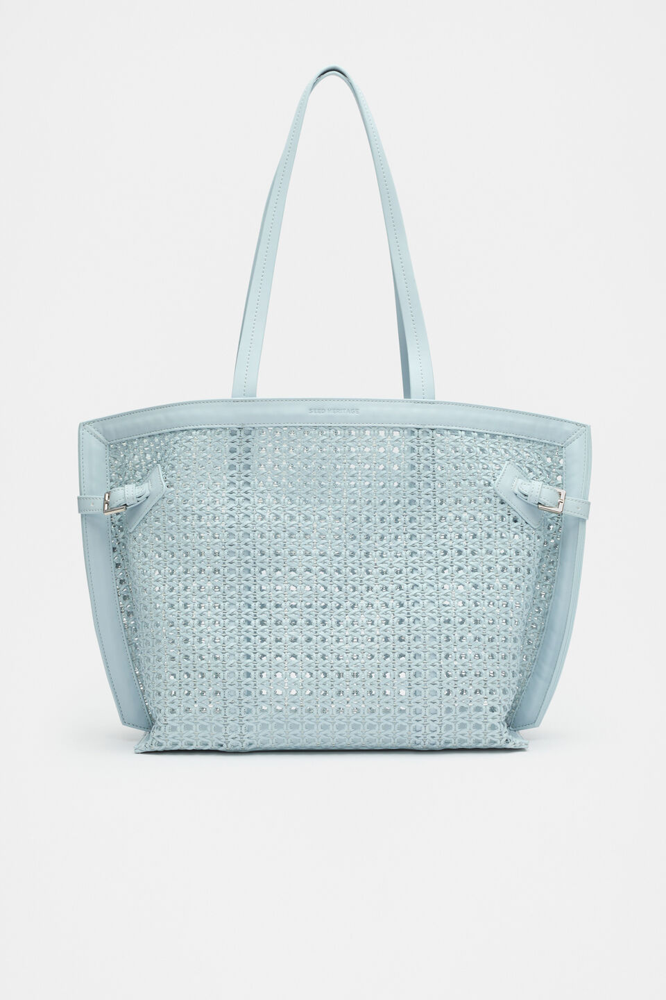 Open Weave Detail Tote  Bluebell