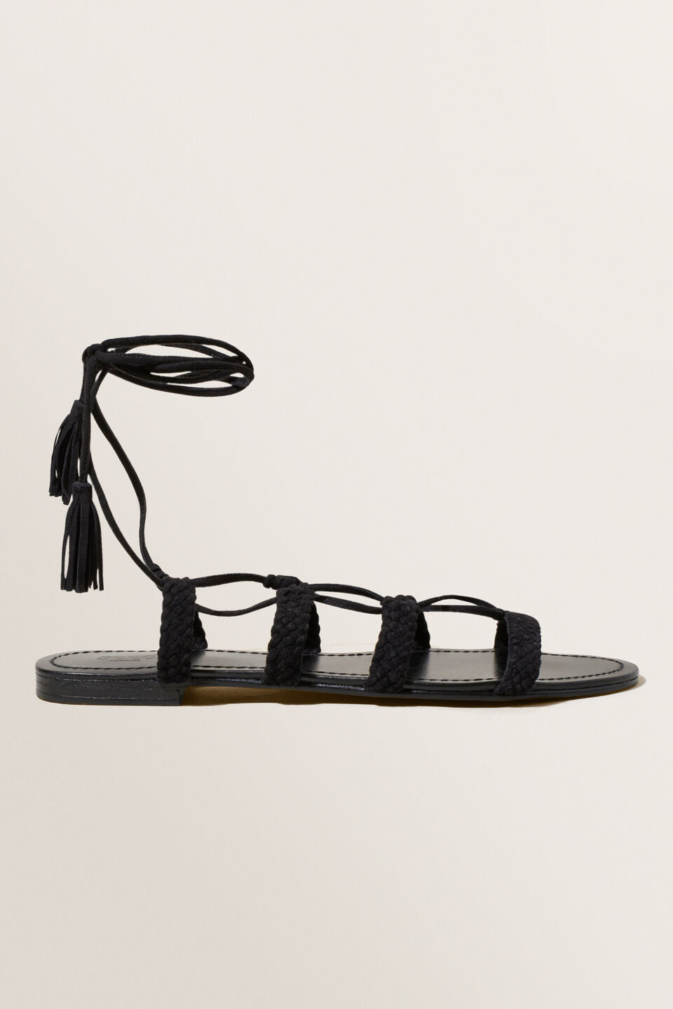 Gianna Gladiator Sandal  Black Suede