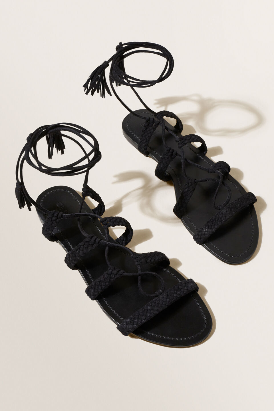 Gianna Gladiator Sandal  Black Suede