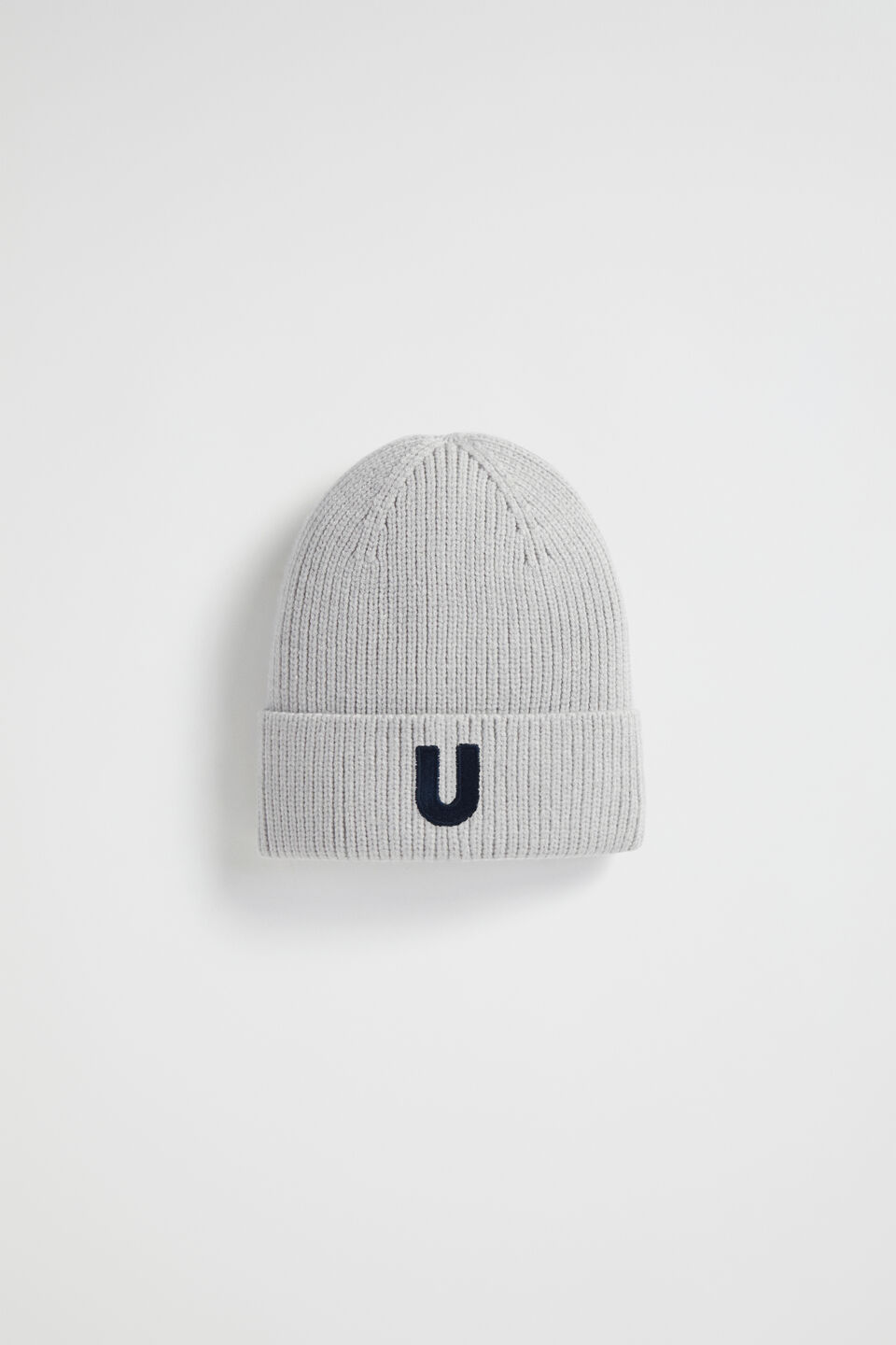 Rib Initial Beanie  U