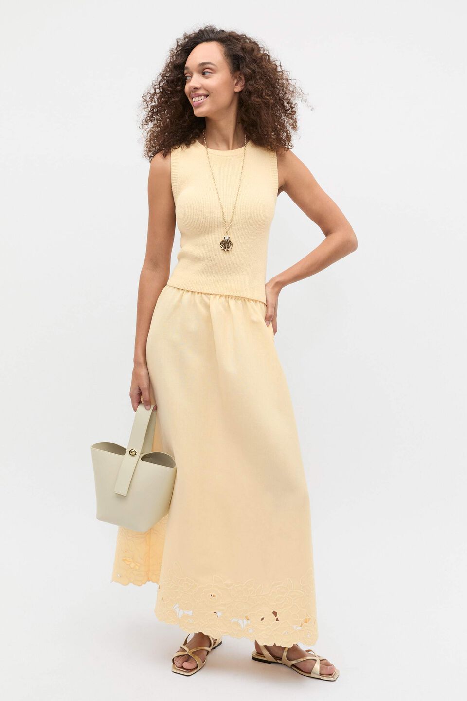 Cutwork Midi Skirt  Shortbread